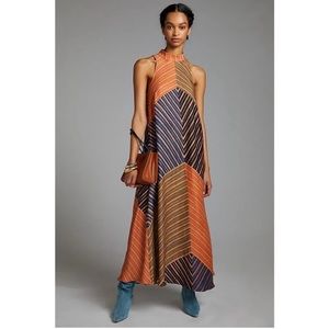 Farm Rio by Anthro dress Maxi halter multicolored Dress XS